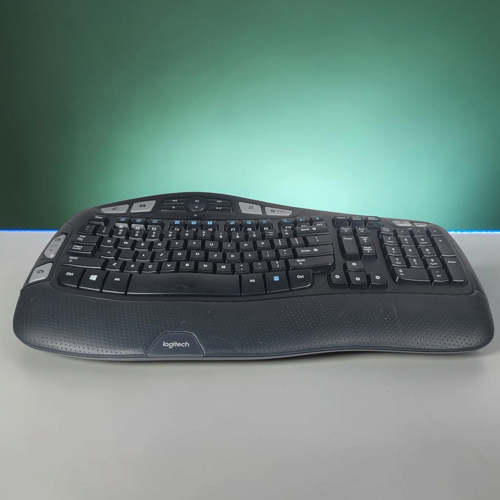 Logitech K350 Wireless Wave Keyboard Black TESTED Good Missing Receiver